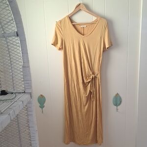 Anthropologie Yellow Midi Dress with Tie Detail